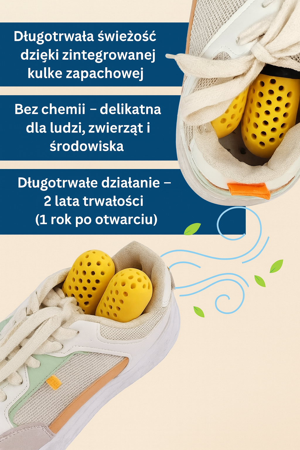 Neutralizator zapachów do butów z wkładem zapachowym i zeolitem