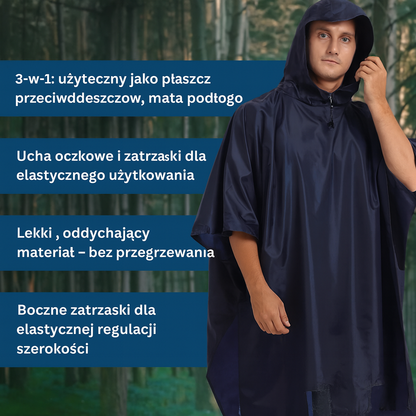 Wodoodporne ponczo przeciwdeszczowe z kapturem – lekka peleryna turystyczna z pokrowcem