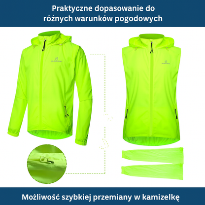 Kurtka sportowa 2w1 z odpinanymi rękawami i kapturem – lekka, oddychająca, wodoodporna