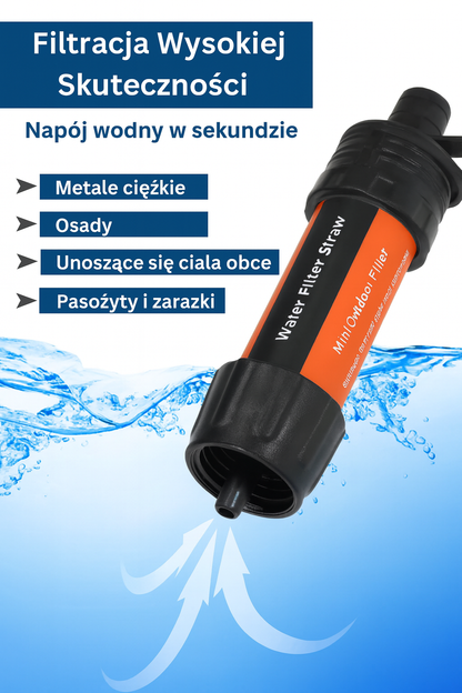 Filtr do wody typu słomka z zestawem – survival, camping, turystyka
