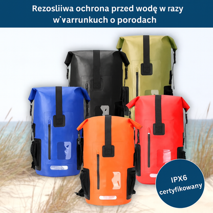 Wodoodporny plecak turystyczny 35L – rolowane zamknięcie, boczne kieszenie, idealny na kajaki, wyprawy, żagle