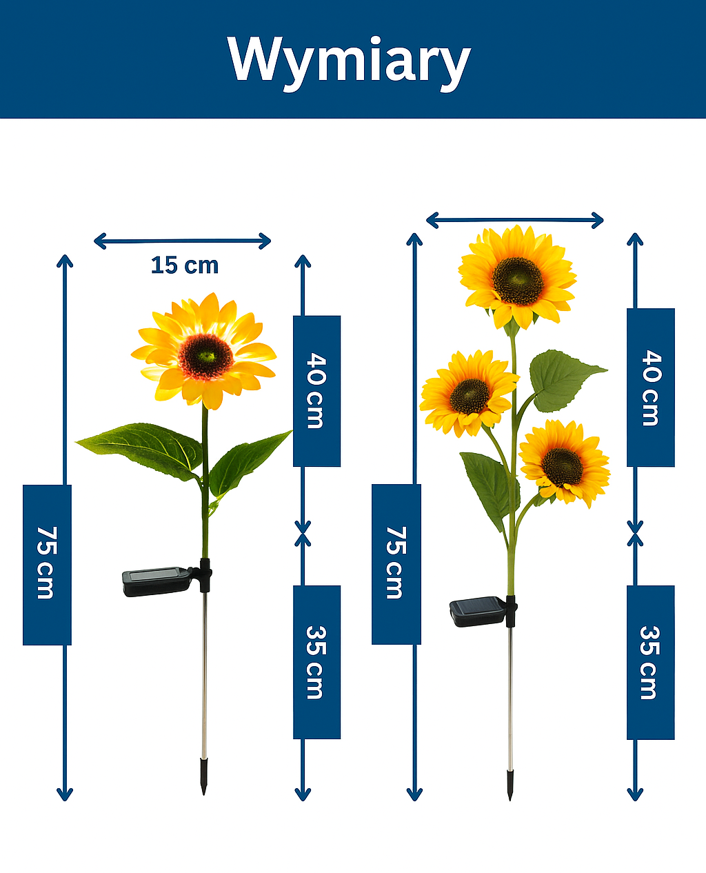 Solarny kwiat LED – dekoracyjny słonecznik do ogrodu z panelem słonecznym