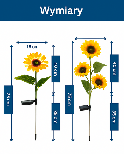 Solarny kwiat LED – dekoracyjny słonecznik do ogrodu z panelem słonecznym