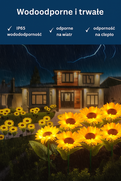Solarny kwiat LED – dekoracyjny słonecznik do ogrodu z panelem słonecznym