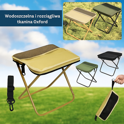 Składany stołek turystyczny 2w1 – siedzisko z funkcją torby, lekki i przenośny