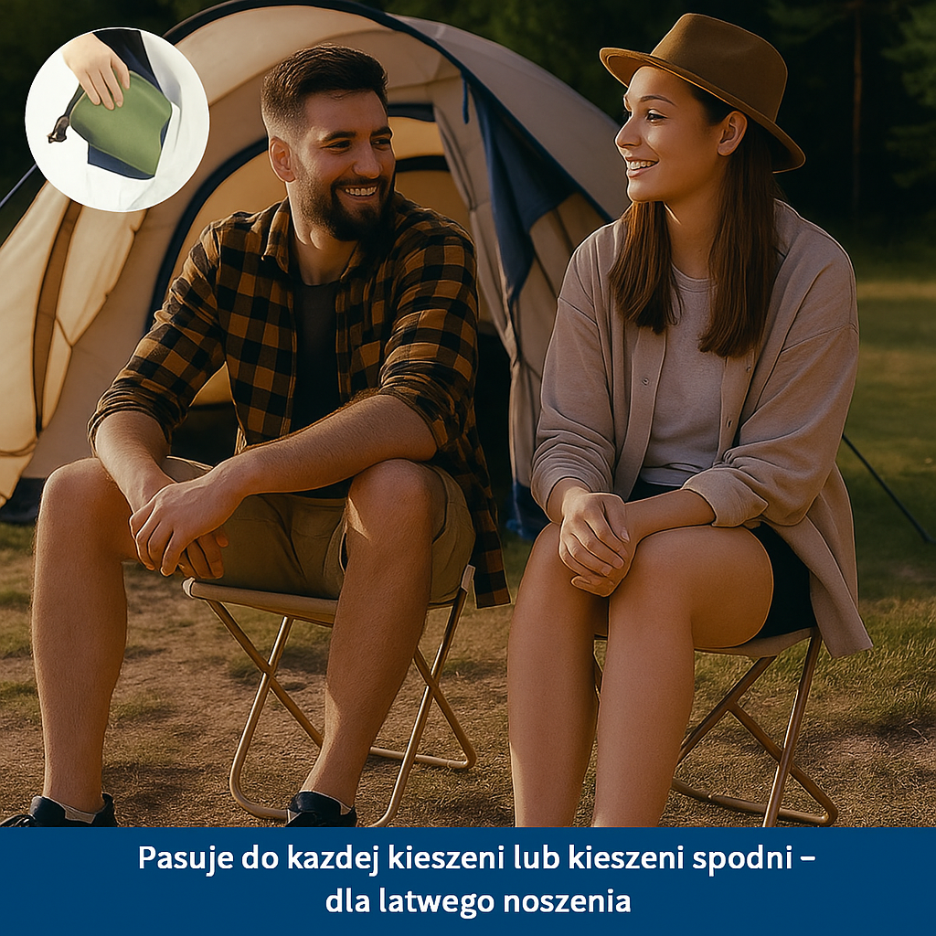 Składany stołek turystyczny 2w1 – siedzisko z funkcją torby, lekki i przenośny