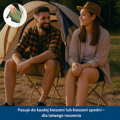 Składany stołek turystyczny 2w1 – siedzisko z funkcją torby, lekki i przenośny