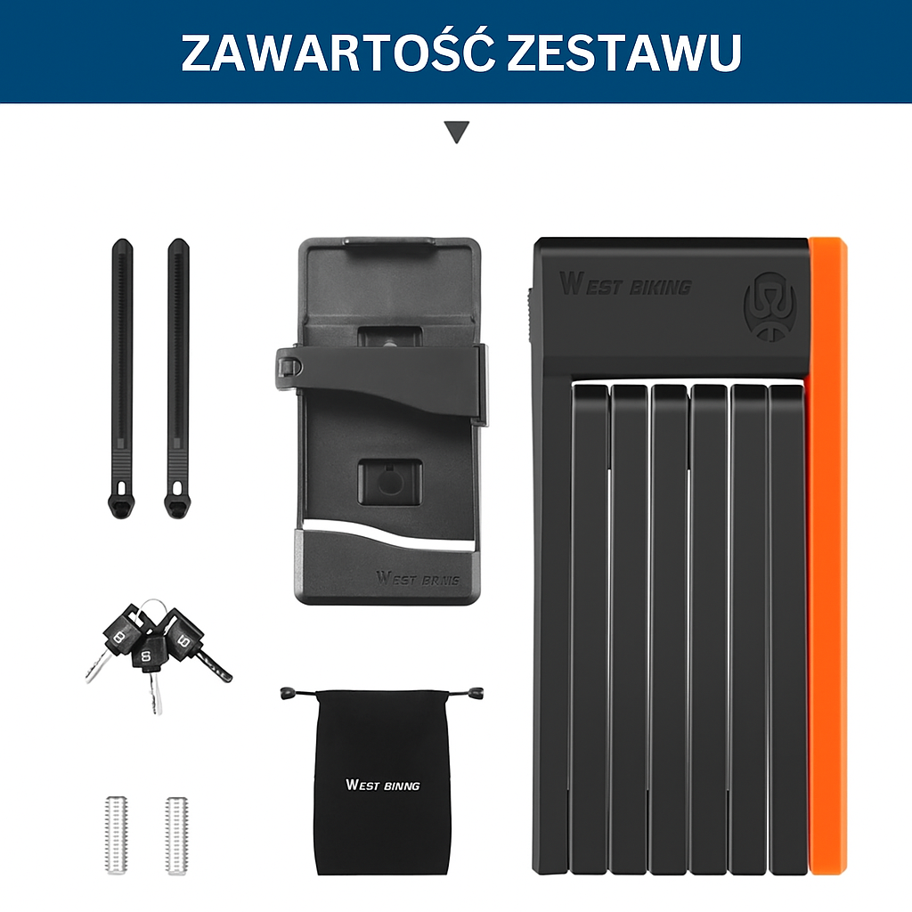 Zapięcie rowerowe składane  – kompaktowe, antykradzieżowe, z hartowanej stali