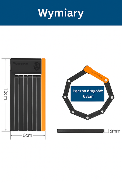 Zapięcie rowerowe składane  – kompaktowe, antykradzieżowe, z hartowanej stali