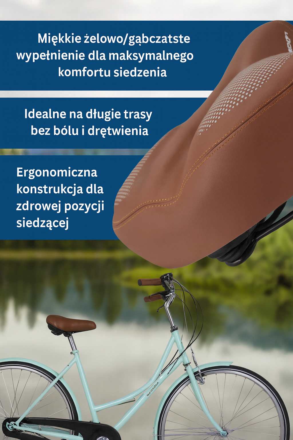 Szerokie siodełko rowerowe z amortyzacją – komfortowe siodło do roweru miejskiego i trekkingowego