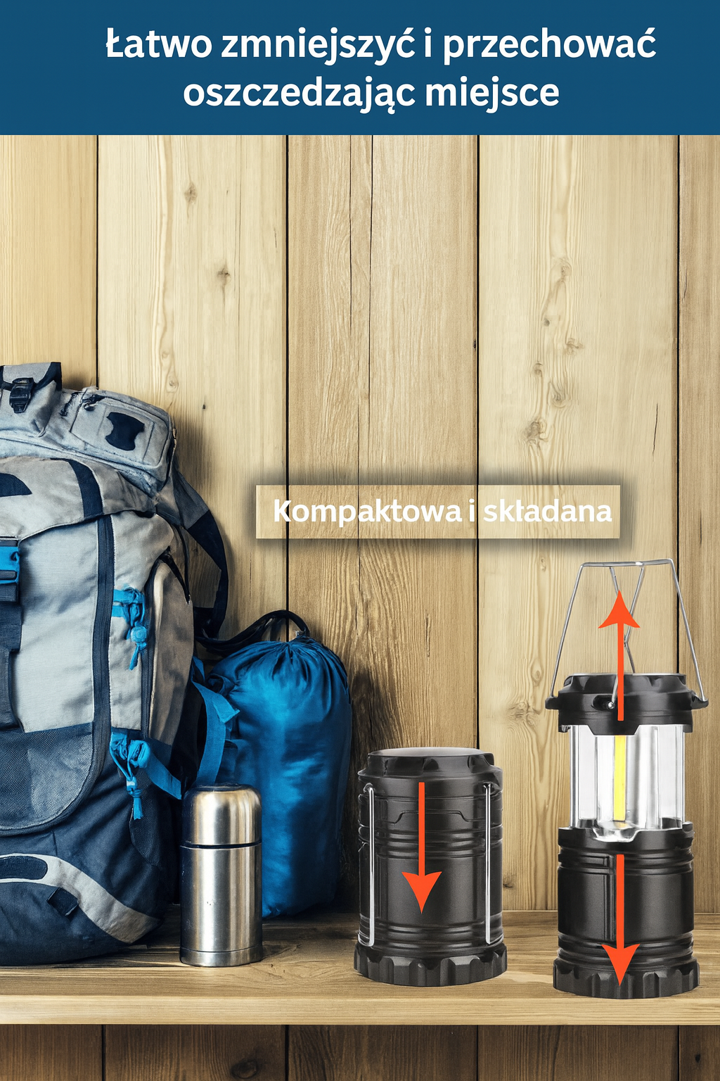 Lampa turystyczna LED COB składana – kompaktowa latarnia na camping i awaryjne oświetlenie