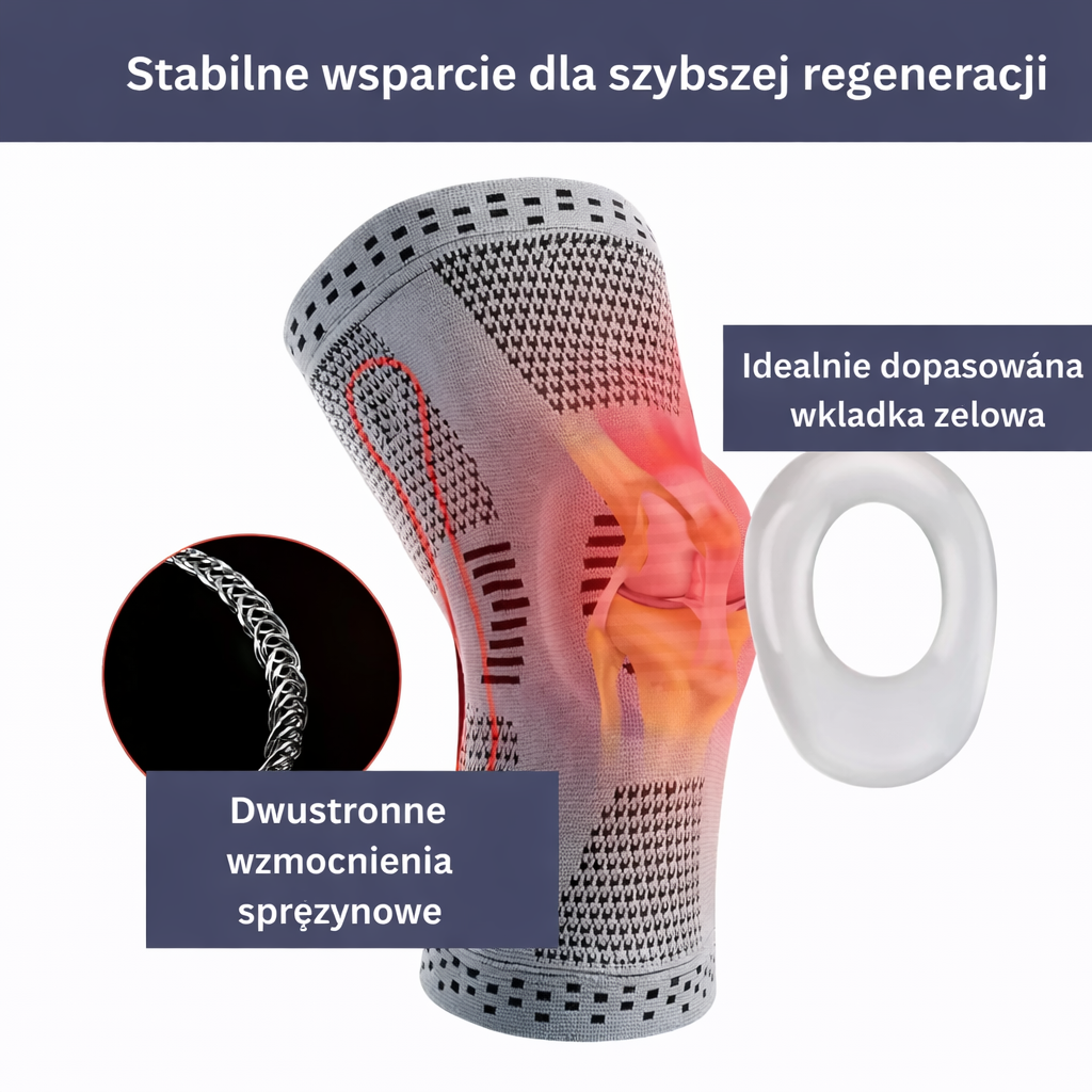 Opaska sportowa na kolano z żelową wkładką – elastyczna, oddychająca, z kompresją