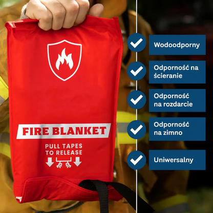 Koc gaśniczy do gaszenia ognia 1x1 m – wielofunkcyjna osłona przeciwpożarowa do kuchni, auta i warsztatu