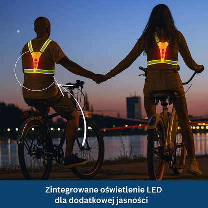 Regulowana szelka odblaskowa z LED – kamizelka bezpieczeństwa do biegania, jazdy na rowerze i spacerów