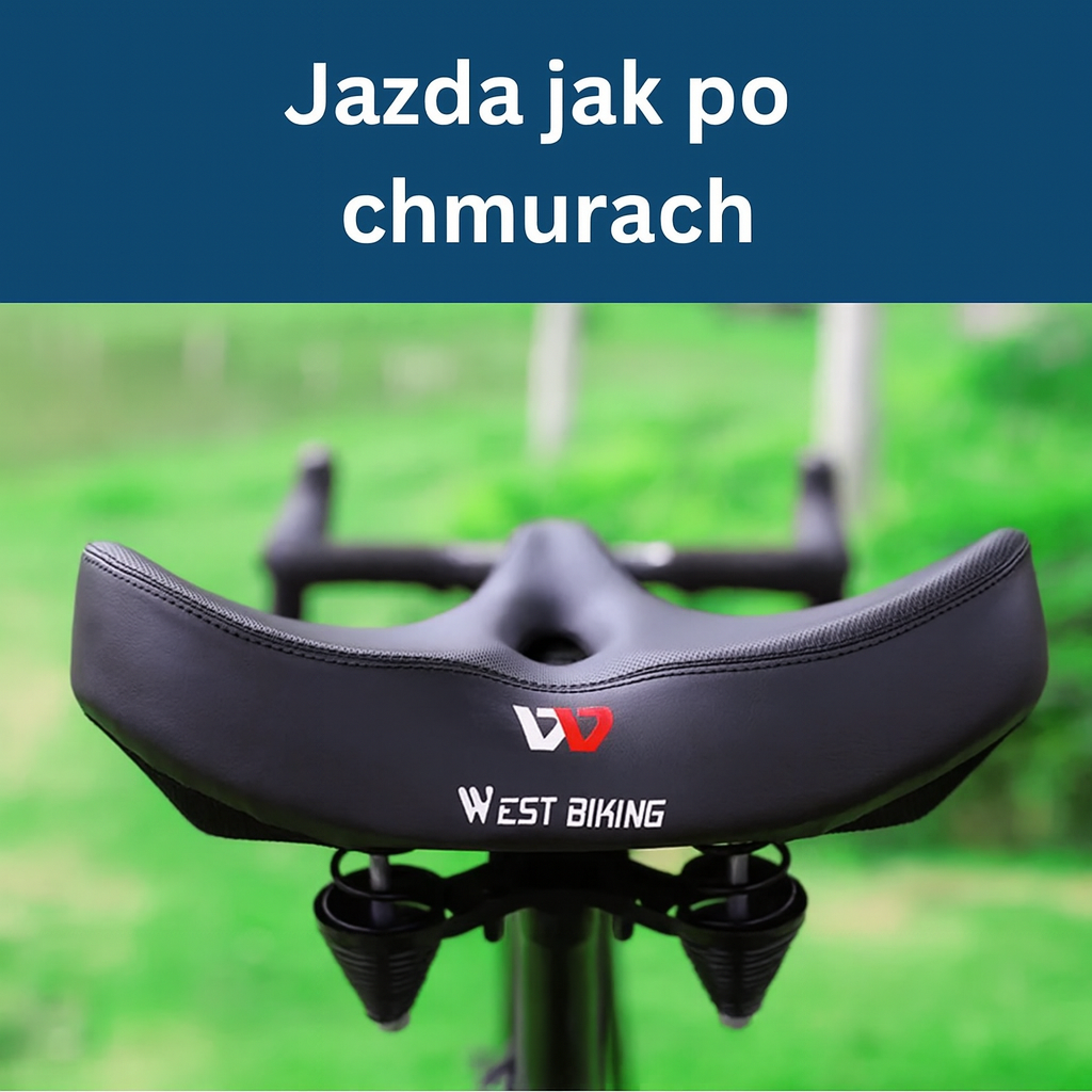 Szerokie siodło rowerowe z amortyzacją sprężynową i otworem wentylacyjnym