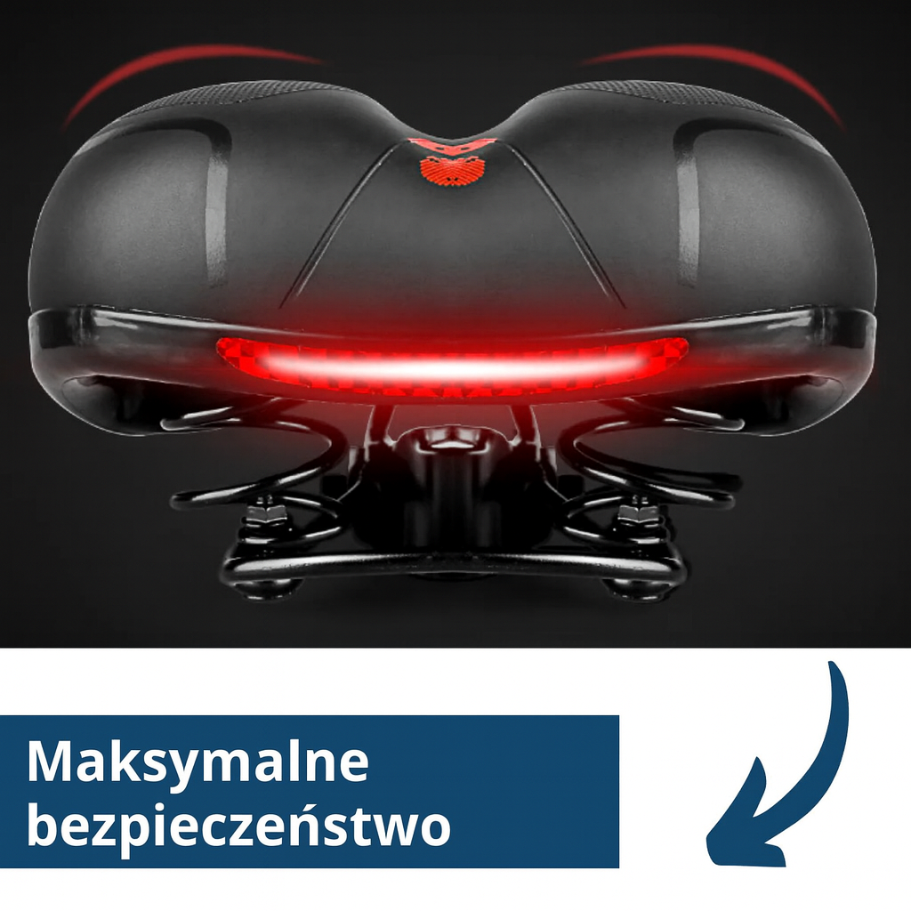 Siodełko rowerowe z tylnym światłem LED – ergonomiczne siodło z amortyzacją i wentylacją
