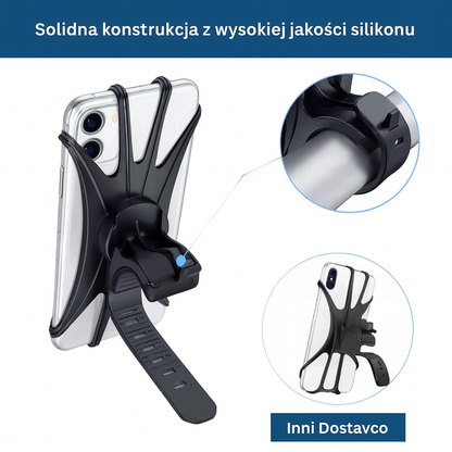 Obrotowy uchwyt rowerowy na telefon – elastyczny i antypoślizgowy silikon 360°