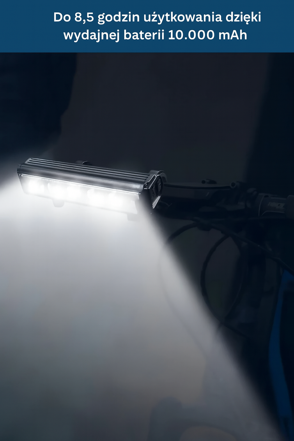 Mocna lampa rowerowa LED 6000 lm z akumulatorem 10000 mAh i powerbankiem