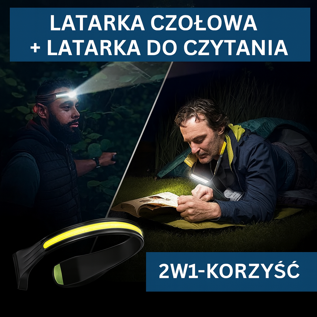 Opaska LED na głowę – latarka USB do biegania, jazdy na rowerze i spacerów
