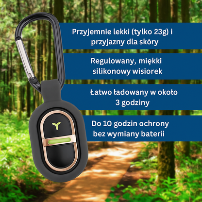 Ultradźwiękowy odstraszacz komarów z karabińczykiem – bez chemii i zapachu