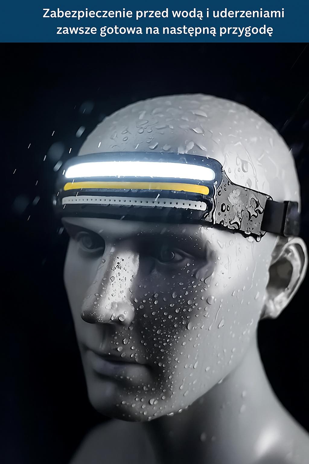 Czołówka LED COB z czujnikiem ruchu i tylnym światłem – latarka na opasce