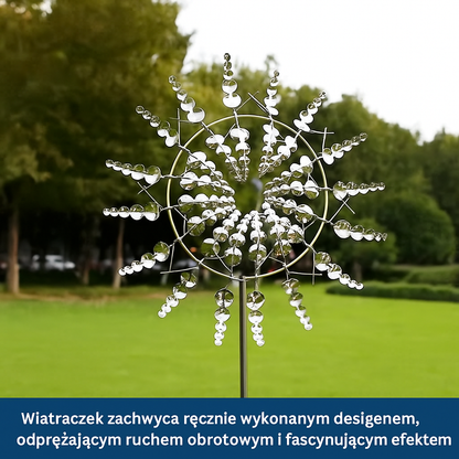 Metalowa ozdoba ogrodowa – obrotowy wiatrak 3D z efektem lustrzanym