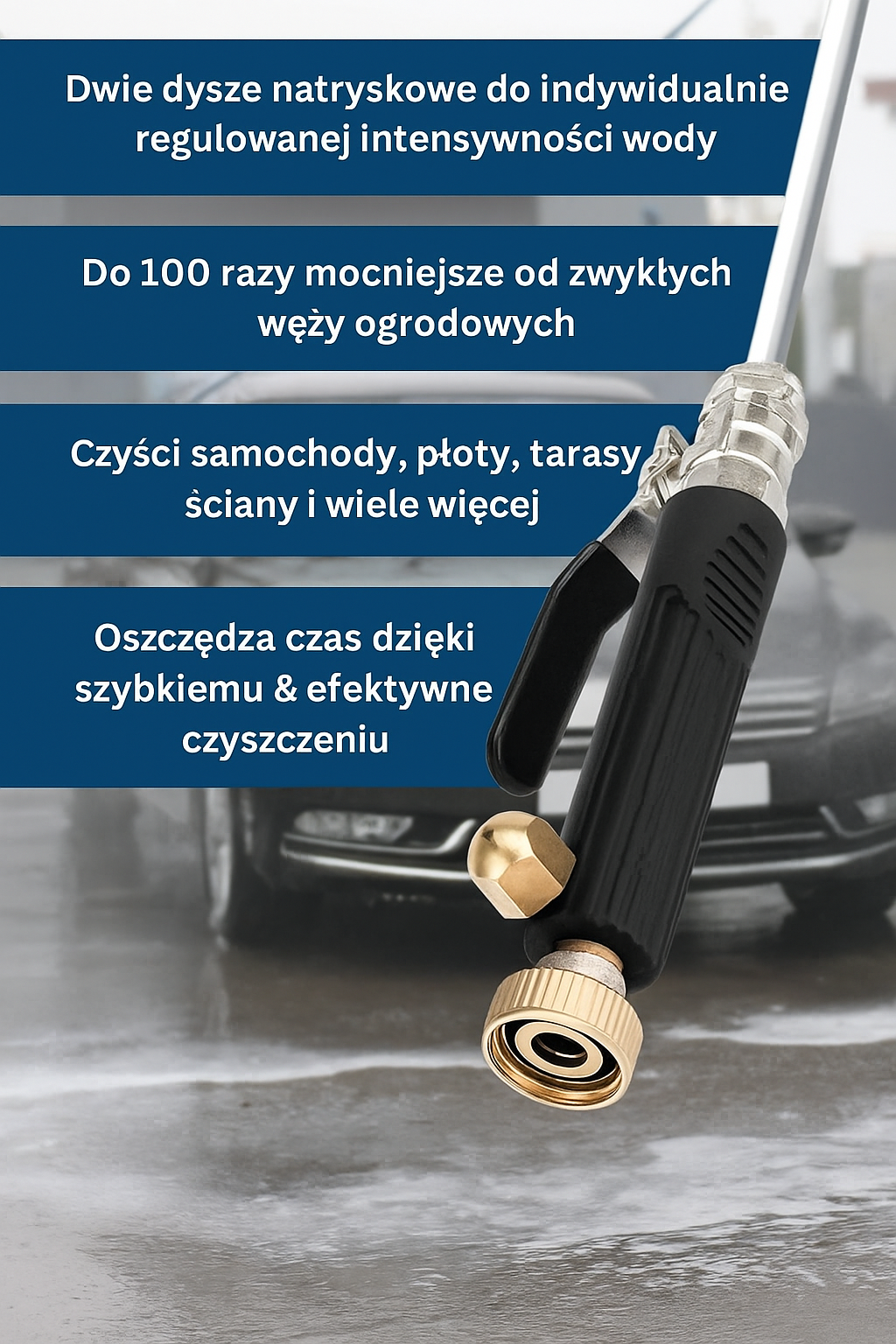 Lanca ciśnieniowa do węża ogrodowego – metalowa dysza do mycia i czyszczenia