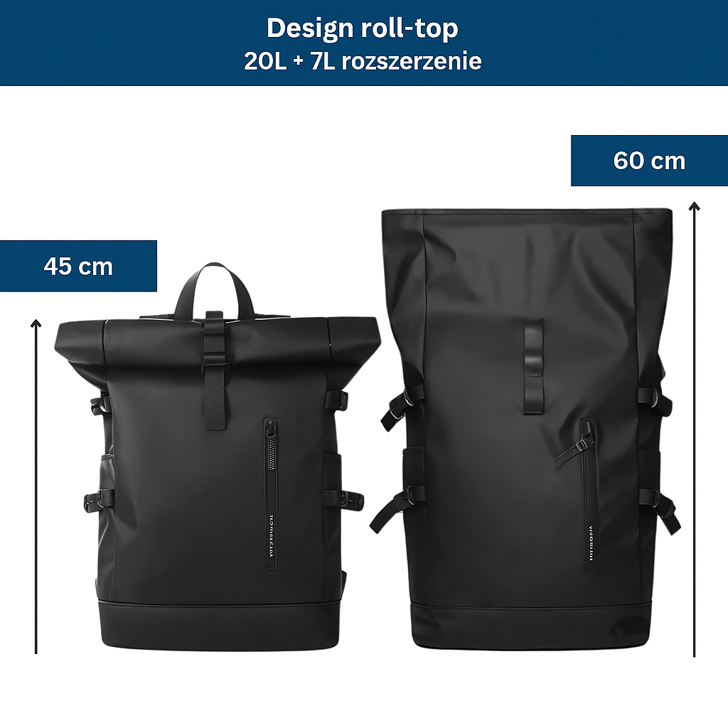 Wodoodporny plecak miejski z portem USB – idealny na laptopa, do pracy i podróży