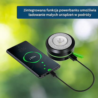 Składana lampka LED z funkcją powerbanku – kempingowa latarnia USB z karabińczykiem