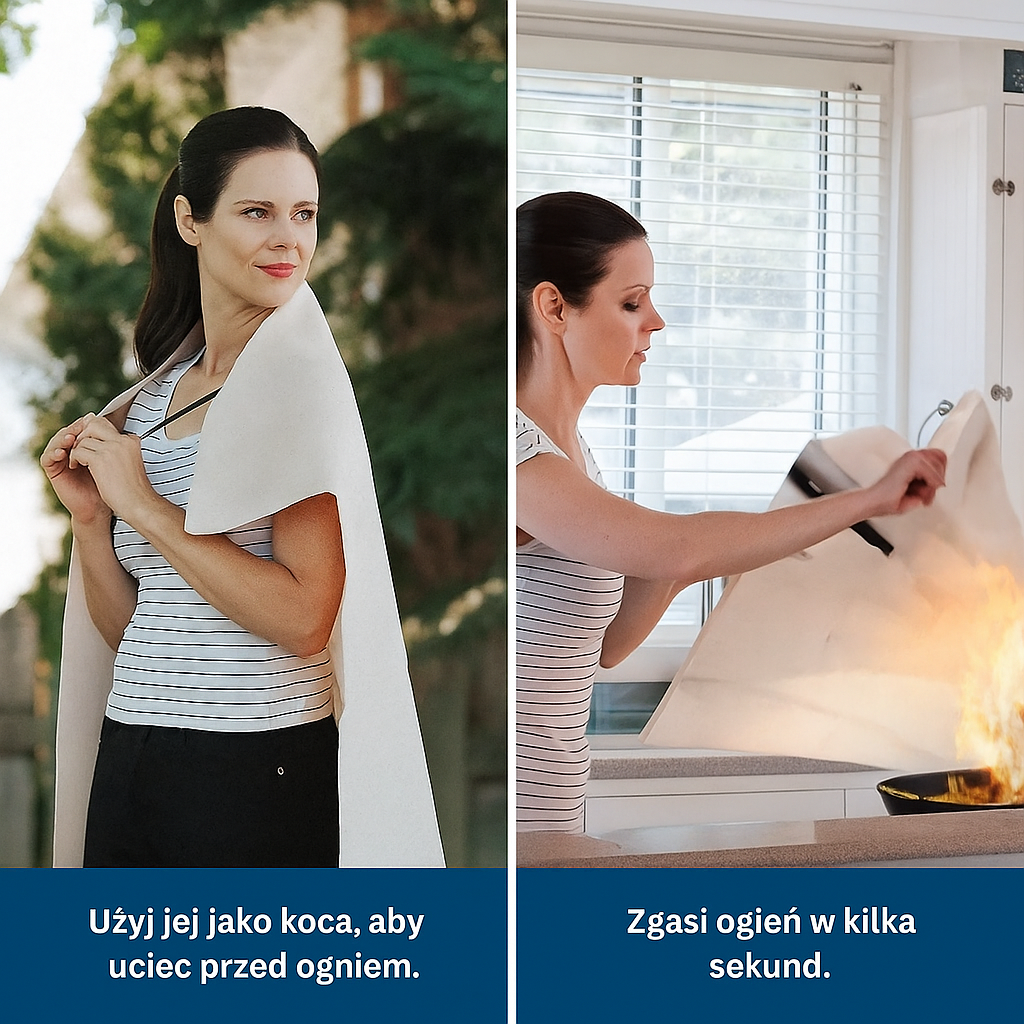 Koc gaśniczy do gaszenia ognia 1x1 m – wielofunkcyjna osłona przeciwpożarowa do kuchni, auta i warsztatu