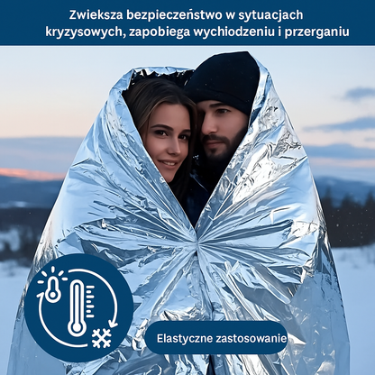 Folia NRC – koc ratunkowy 140x210 cm, wodoodporny i wiatroszczelny, zatrzymuje ciepło ciała