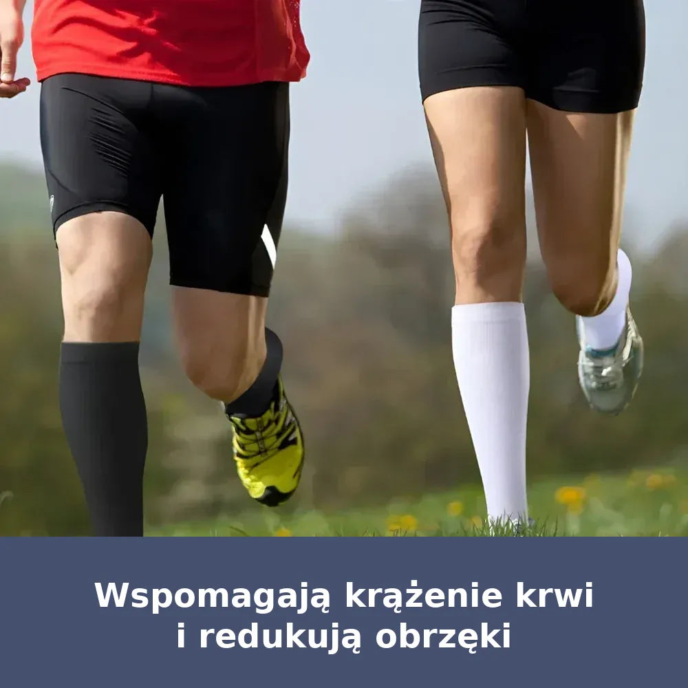 Skarpety kompresyjne sportowe – wysokie, z uciskiem w łydkach