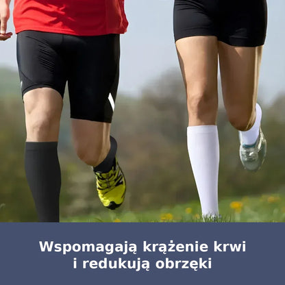 Skarpety kompresyjne sportowe – wysokie, z uciskiem w łydkach