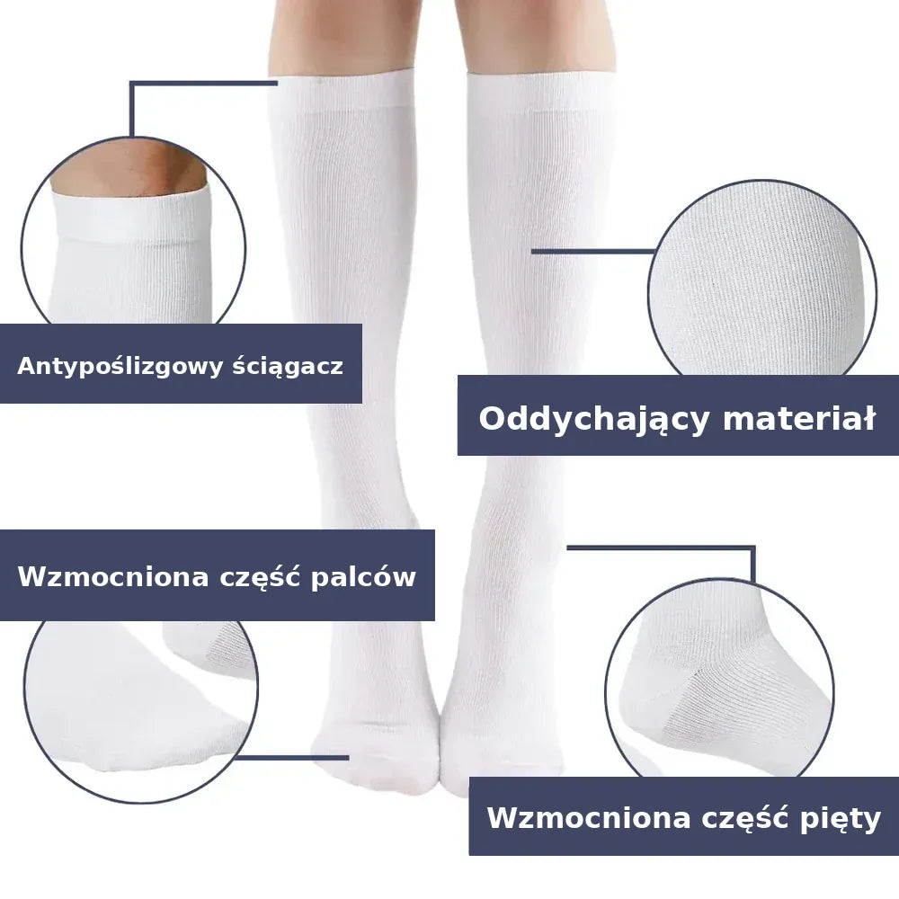 Skarpety kompresyjne sportowe – wysokie, z uciskiem w łydkach