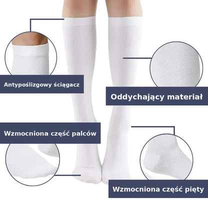Skarpety kompresyjne sportowe – wysokie, z uciskiem w łydkach
