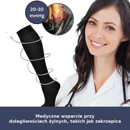 Skarpety kompresyjne sportowe – wysokie, z uciskiem w łydkach