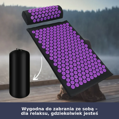 Mata relaksacyjna lniana z wypustkami – z poduszką i pokrowcem