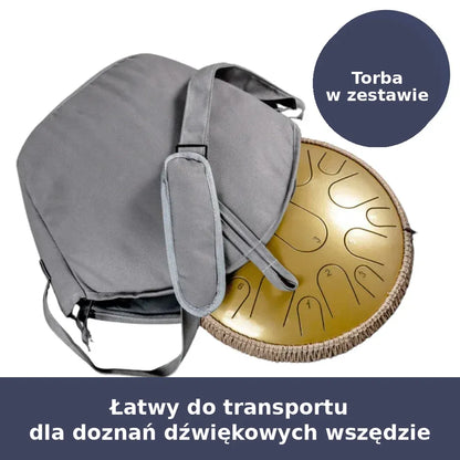 Bęben stalowy 15 tonów (handpan) – z pałeczkami i torbą, instrument perkusyjny
