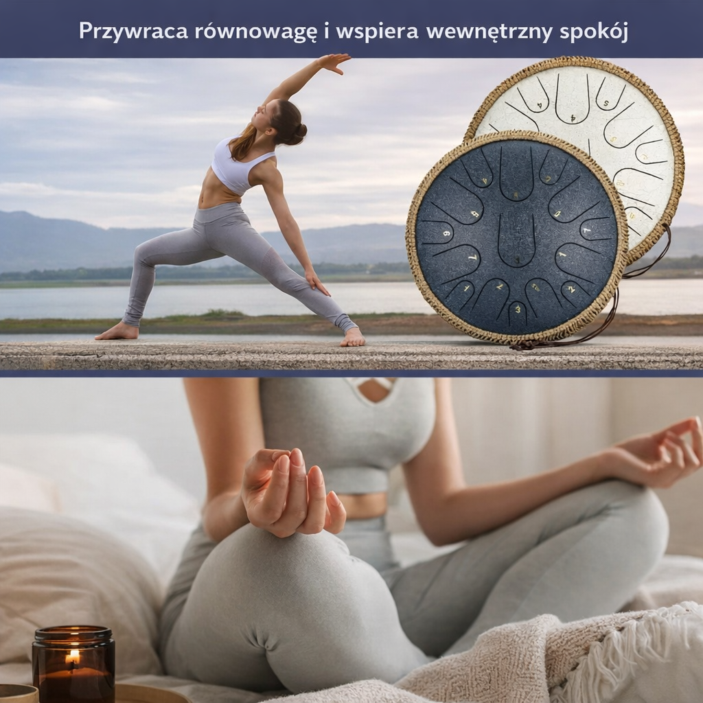 Bęben stalowy 15 tonów (handpan) – z pałeczkami i torbą, instrument perkusyjny