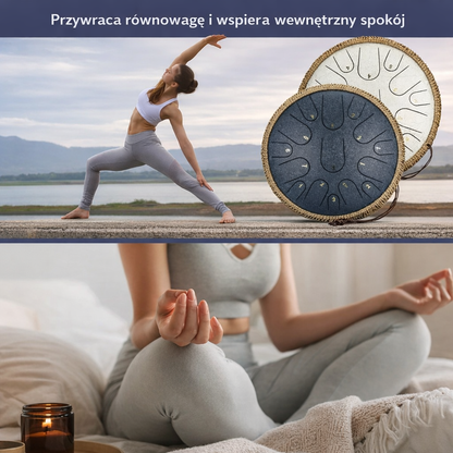 Bęben stalowy 15 tonów (handpan) – z pałeczkami i torbą, instrument perkusyjny