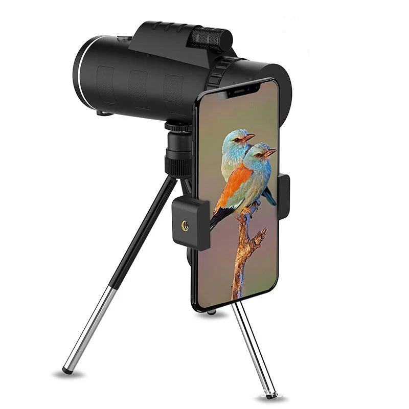 Monokular teleskopowy 500x – luneta z uchwytem na telefon i statywem HD