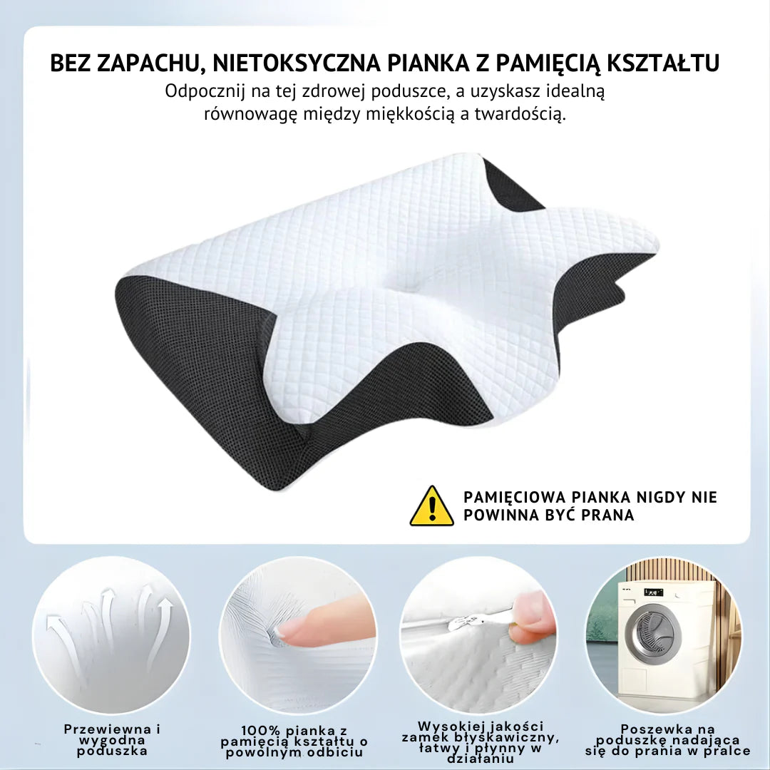 Poduszka ortopedyczna z pianki memory – ergonomiczna poduszka do spania, profilowana pod kark i kręgosłup