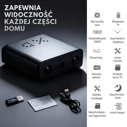 Mini kamera WiFi Full HD 1080P – bezprzewodowa kamera monitoringu z detekcją ruchu i nagrywaniem