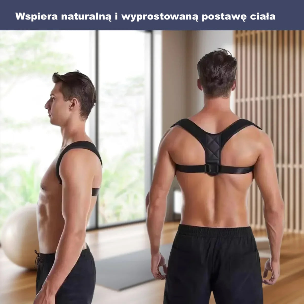 Pas wspierający plecy i barki – regulowany, z oddychającą tkaniną