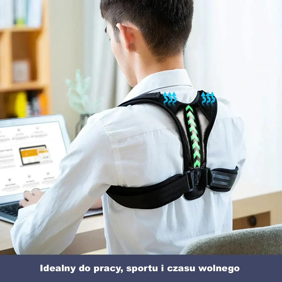 Pas wspierający plecy i barki – regulowany, z oddychającą tkaniną