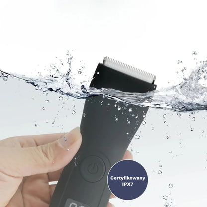 Trymer męski IPX7 – do ciała i strefy bikini, ładowanie USB, wymienne ostrze