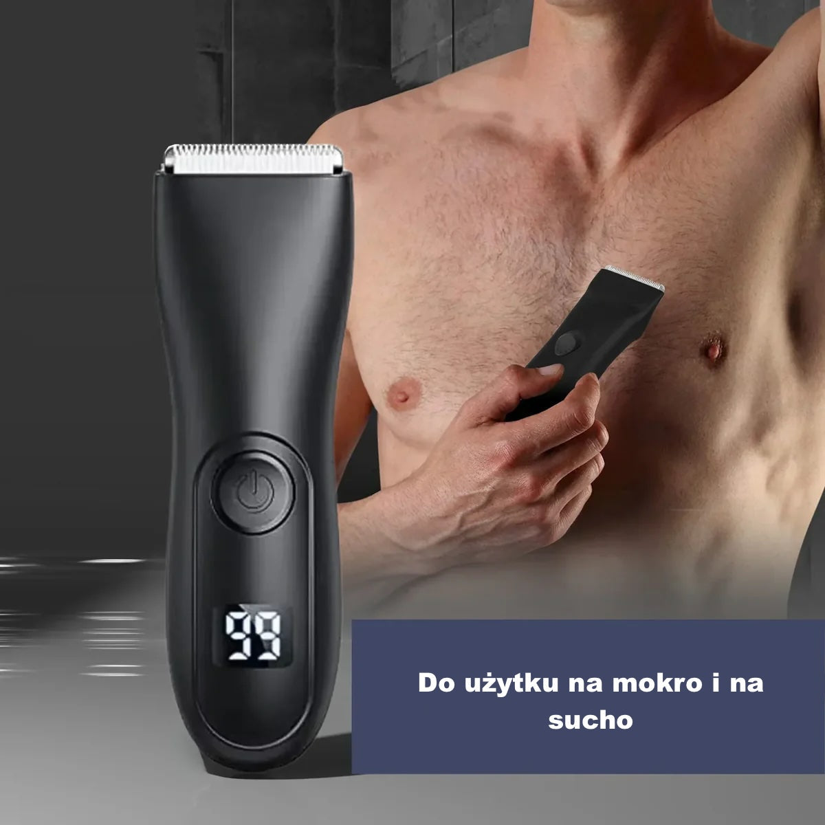 Trymer męski IPX7 – do ciała i strefy bikini, ładowanie USB, wymienne ostrze