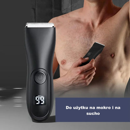Trymer męski IPX7 – do ciała i strefy bikini, ładowanie USB, wymienne ostrze