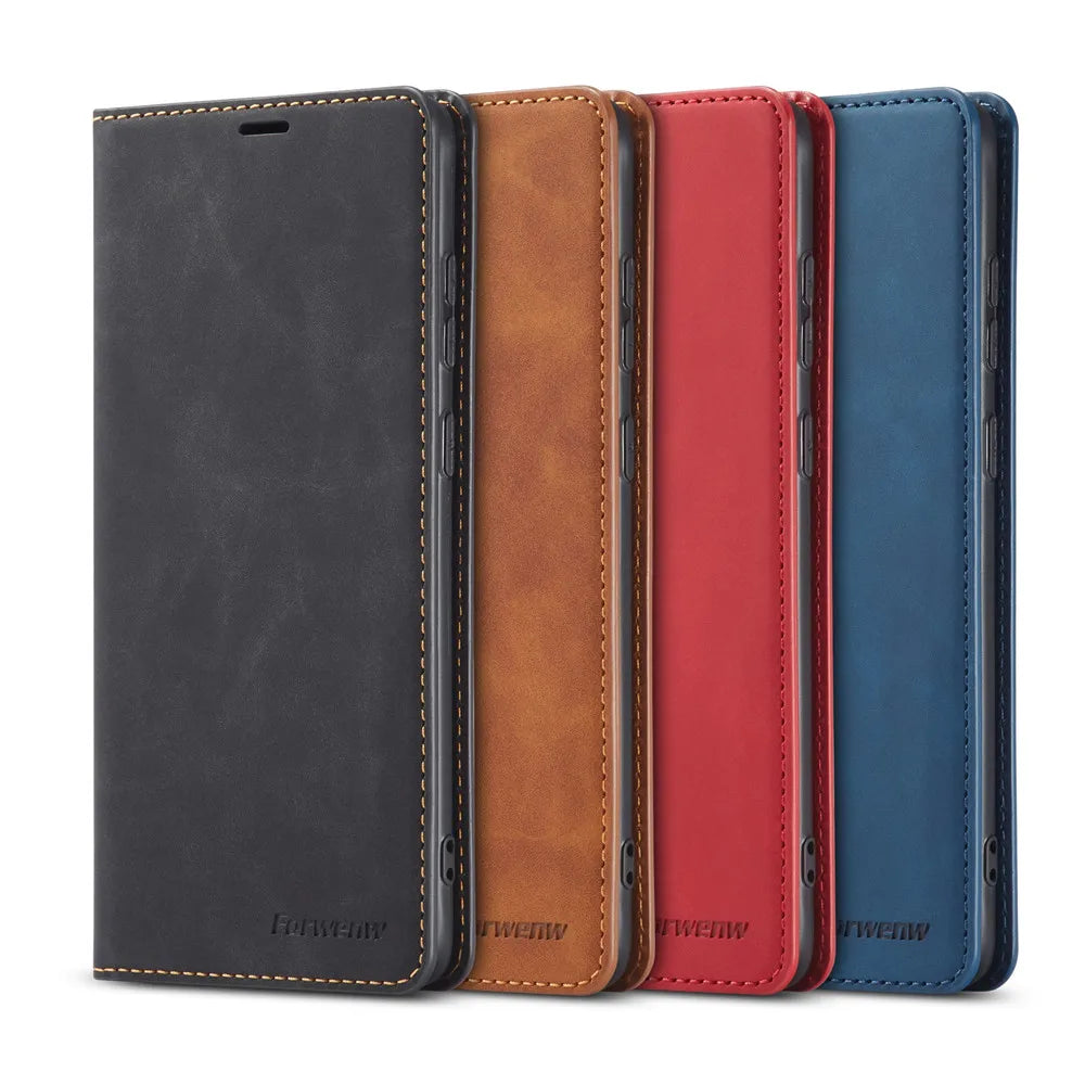Etui skórzane portfel do Iphone – case z klapką i miejscem na karty, magnetyczne zamknięcie