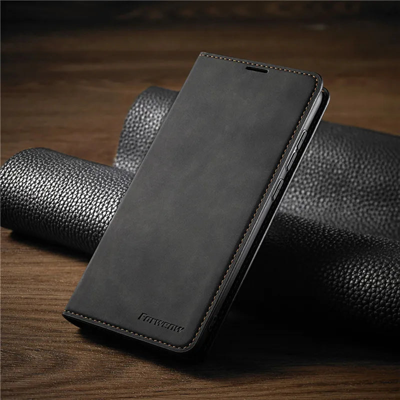 Etui skórzane portfel do Iphone – case z klapką i miejscem na karty, magnetyczne zamknięcie